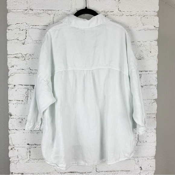 Evereve Kut from the Kloth Zuma Drop Shoulder Button Down Blue White XL - Picture 8 of 15